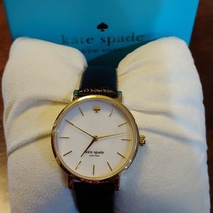 Kate Spade NY Goldtone Metro Black Leather Watch